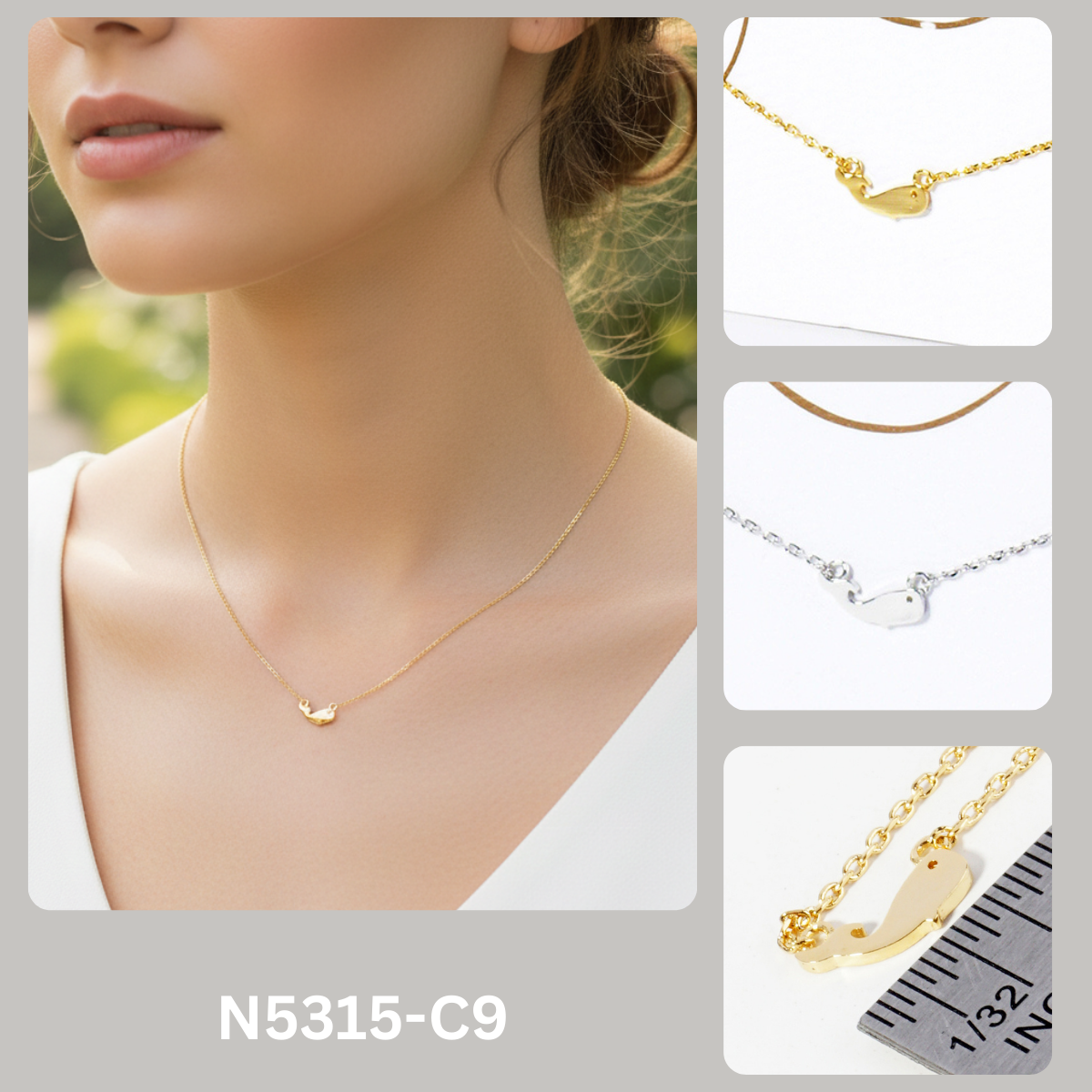 Minimalist Tiny Whale Charm Necklace