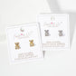 Minimalist Pave-Set Teddy-Bear with Bow Stud Earrings