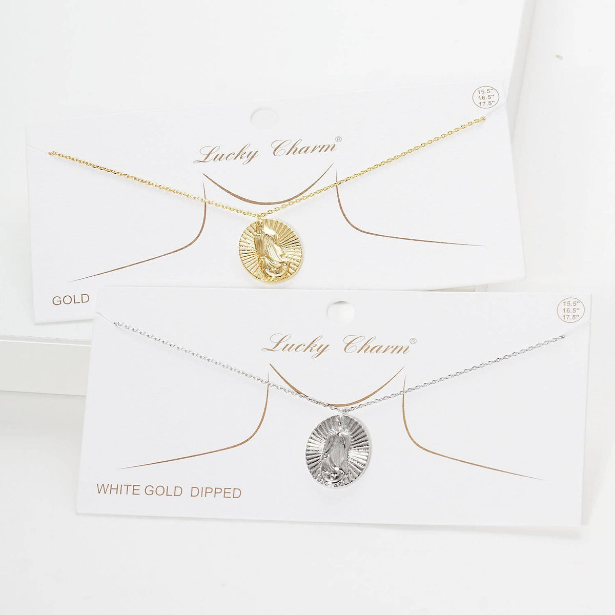 Gold Plated Virgin Mary Oval Pendant Necklace
