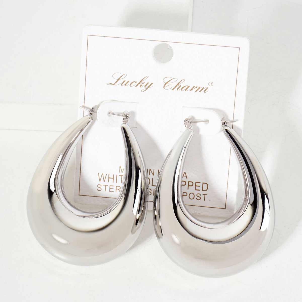 Polished Brass Hollow Tapered Teardrop Tube Hoop Earrings