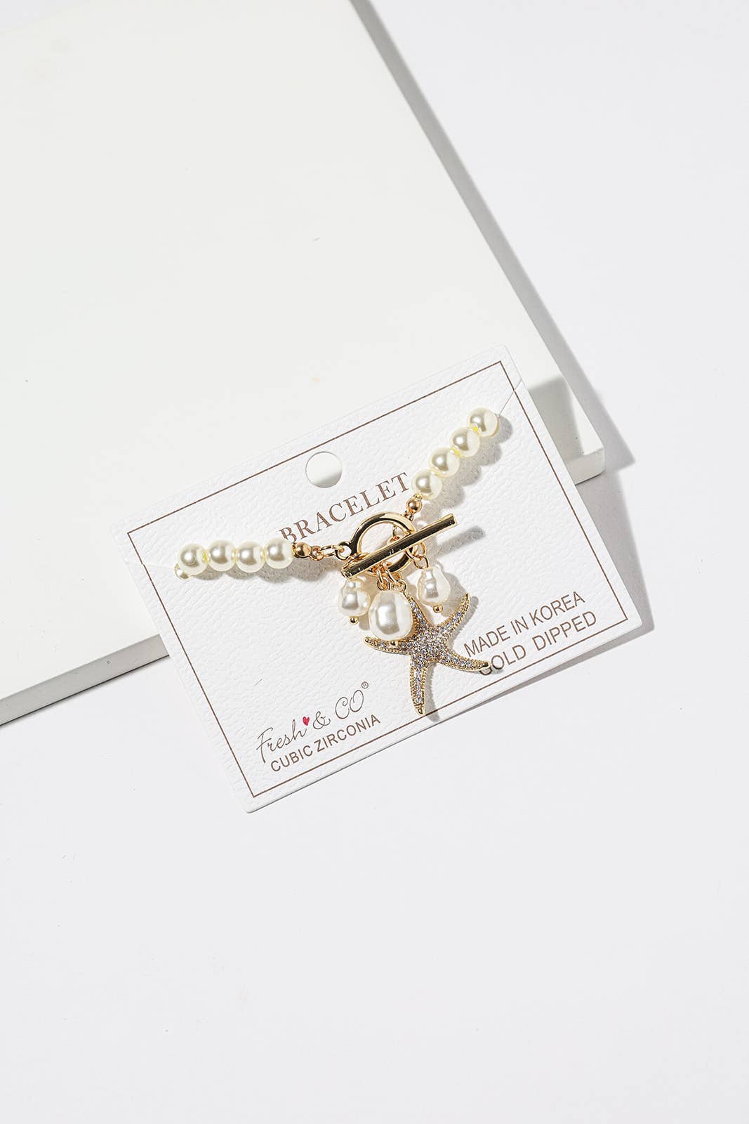 Pearl & Starfish Charm Toggle Bracelet