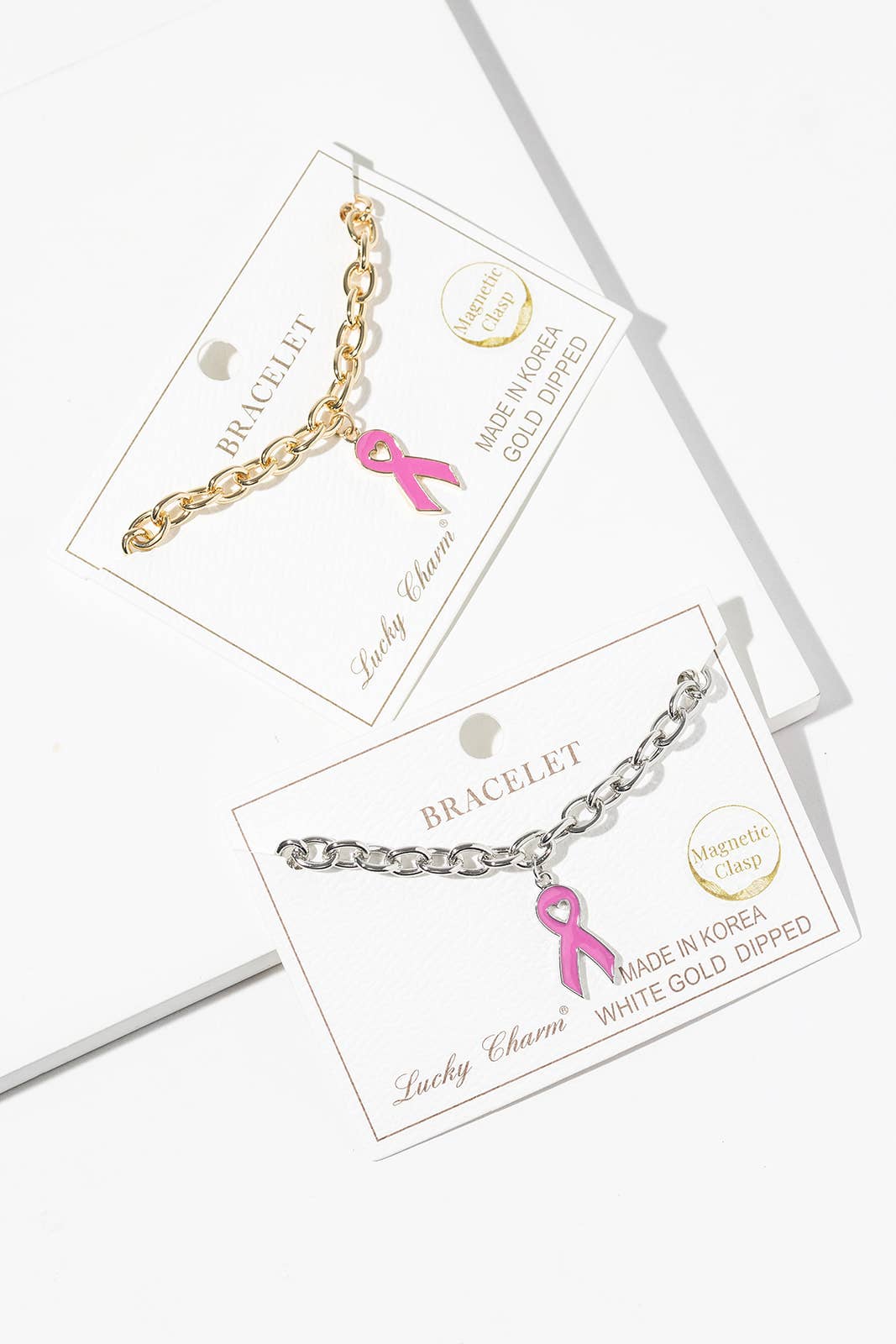 Pink Ribbon Breast Cancer Awareness Chain Bracelet