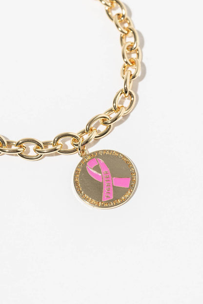 Pink Ribbon "Fighter" Breast Cancer Awareness Magnetic Clasp