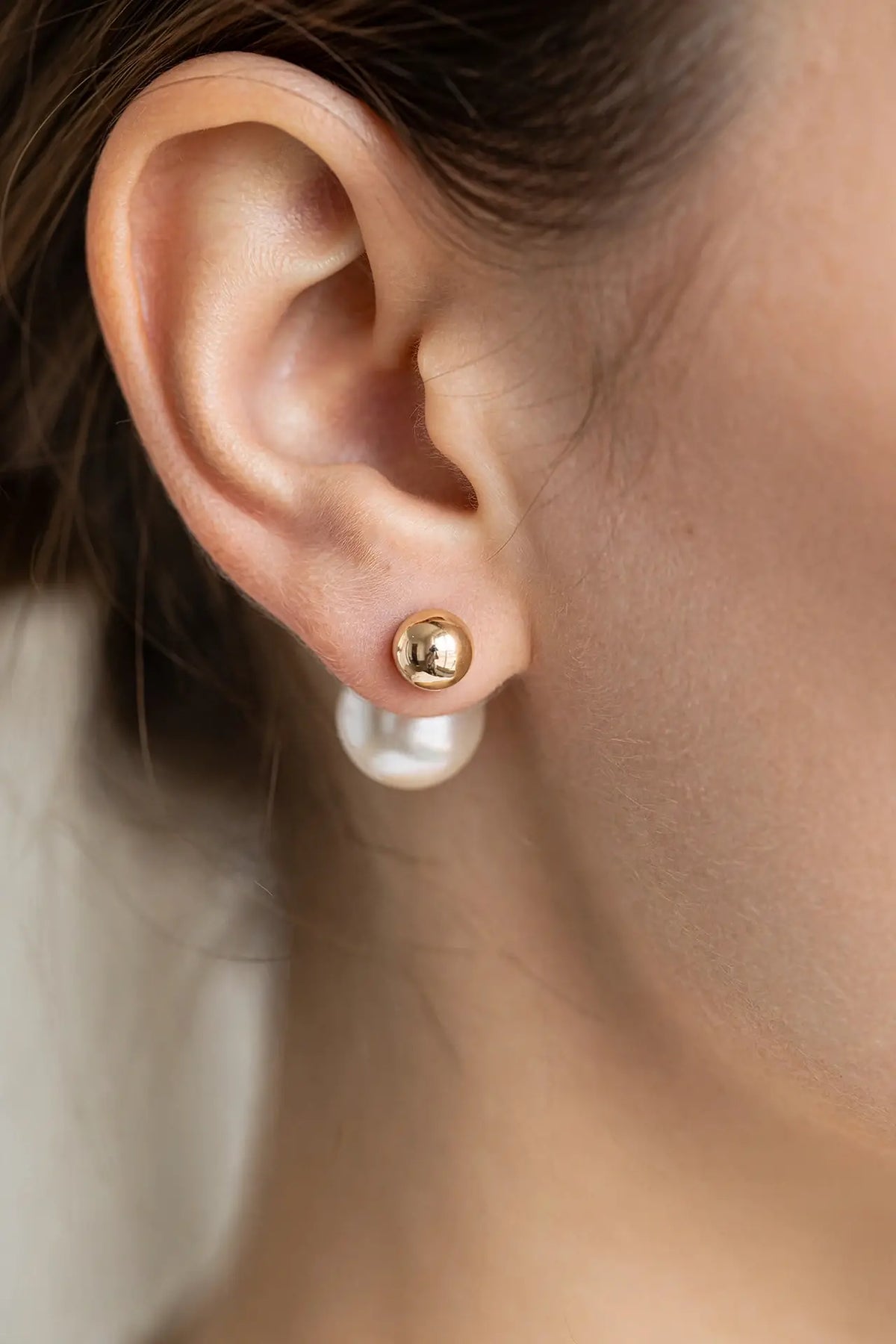 Double-Sided Pearl Stud Earrings – Pearl Ball Jacket