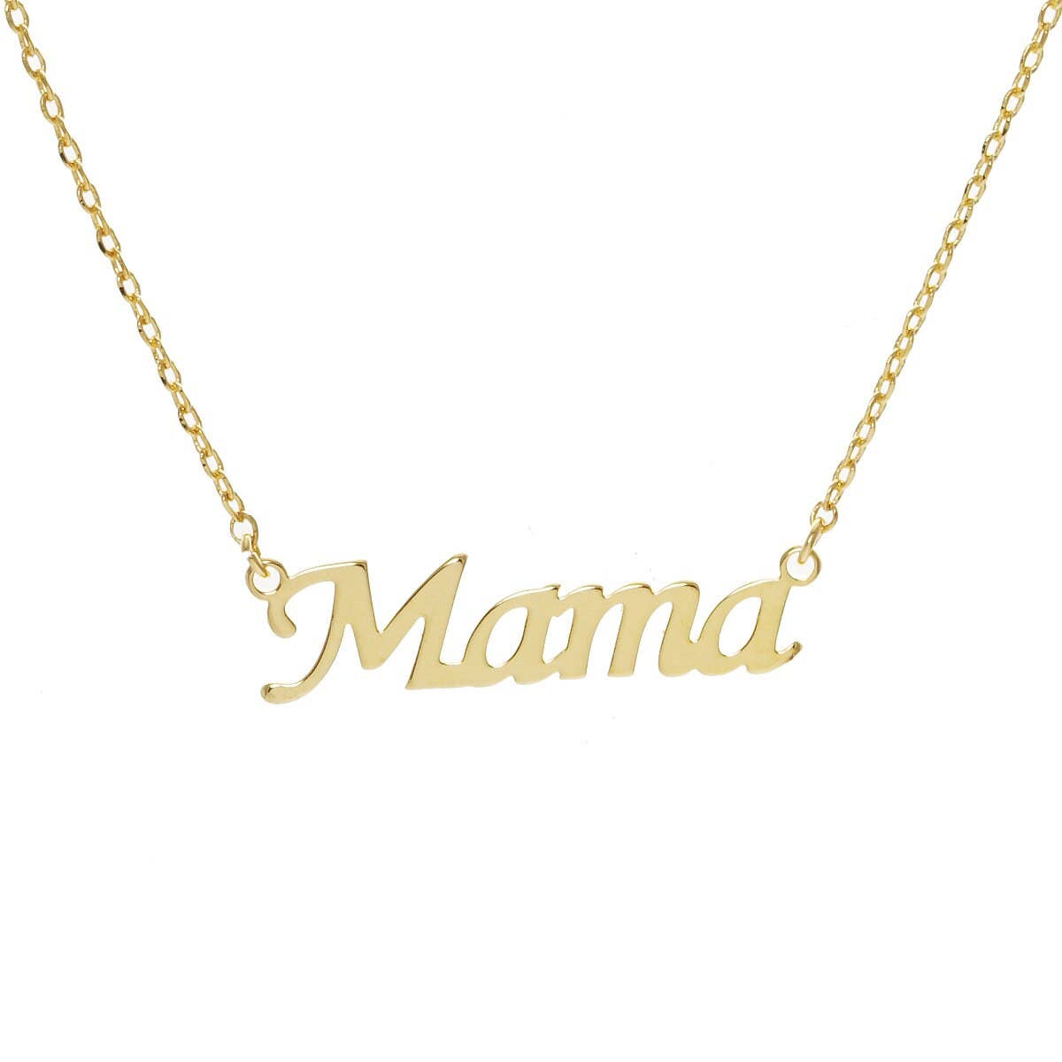 Gold Plated Script Letter Mama Necklace