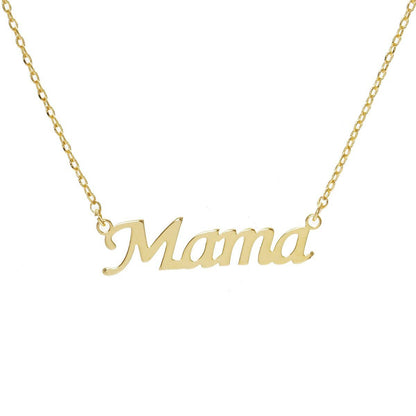 Gold Plated Script Letter Mama Necklace
