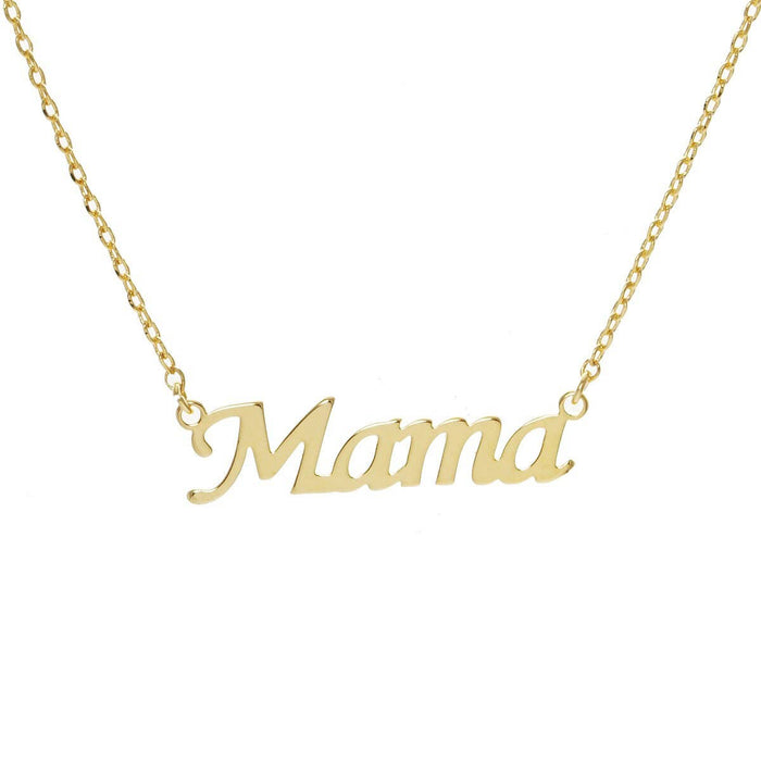 Gold Plated Script Letter Mama Necklace