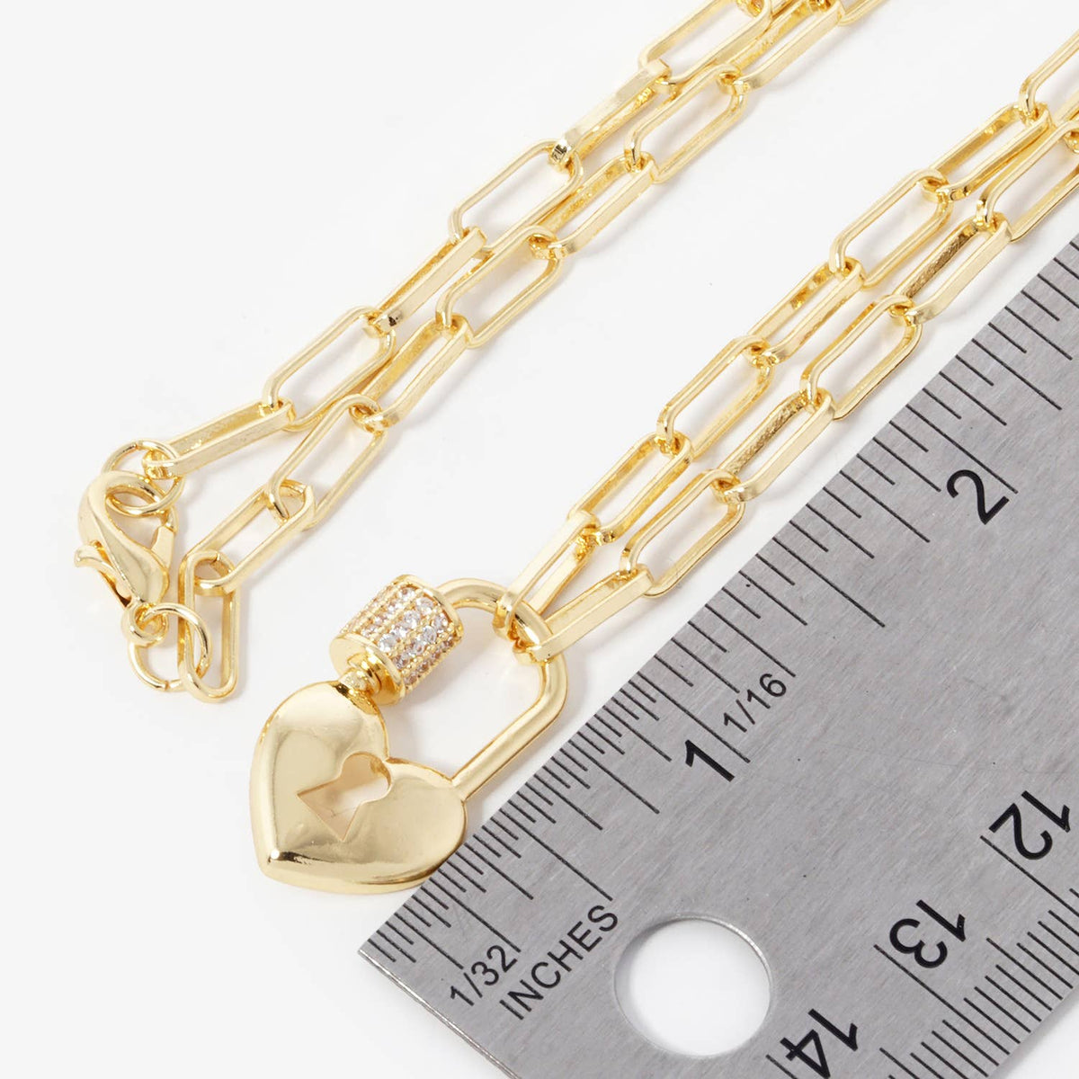 Gold-Filled Heart Lock Pendant Necklace