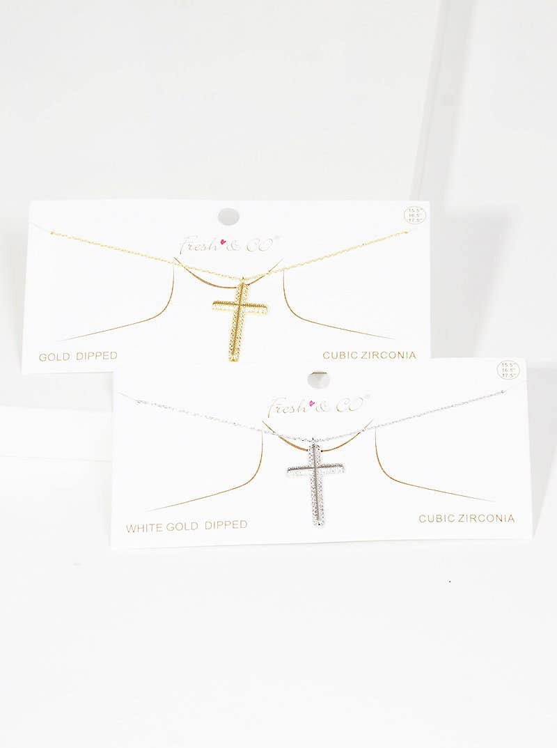 Gold Micro Pave Cross Necklace
