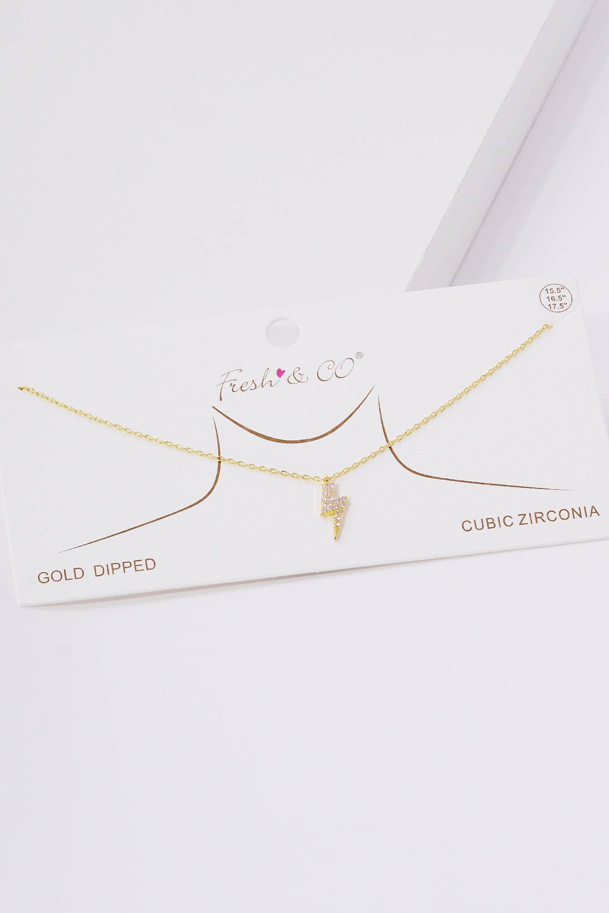 Gold Cubic Embedded Lightning Bolt Necklace
