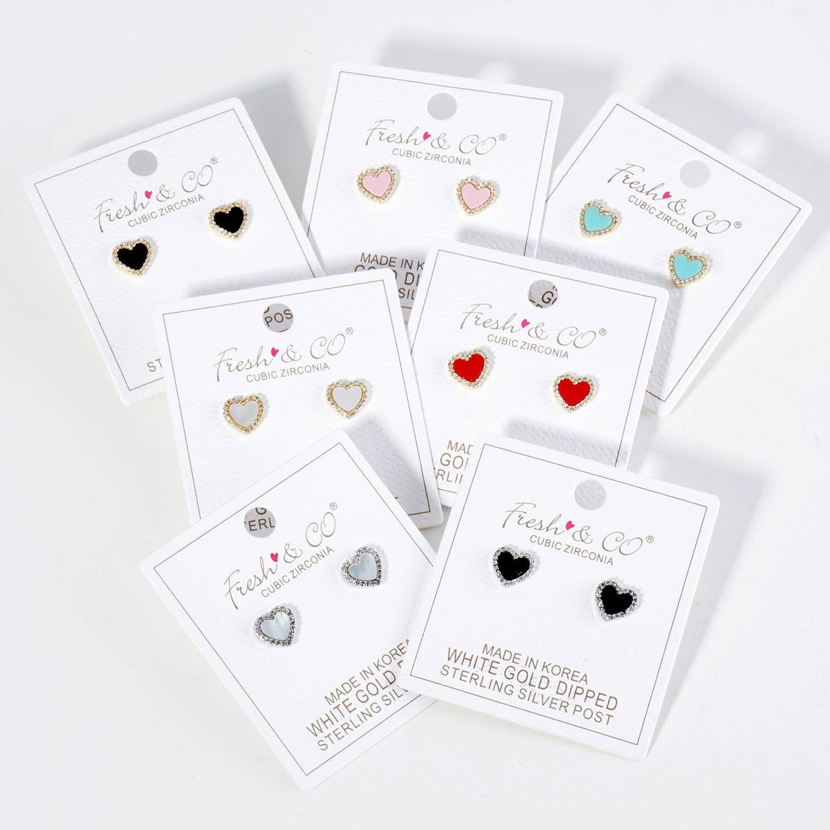 Heart Stud Earrings / 18K Gold Dipped Pave Set Cubic