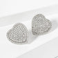 Pave-Set 15mm Heart-Shaped 18K-Gold-Dipped Stud Earrings