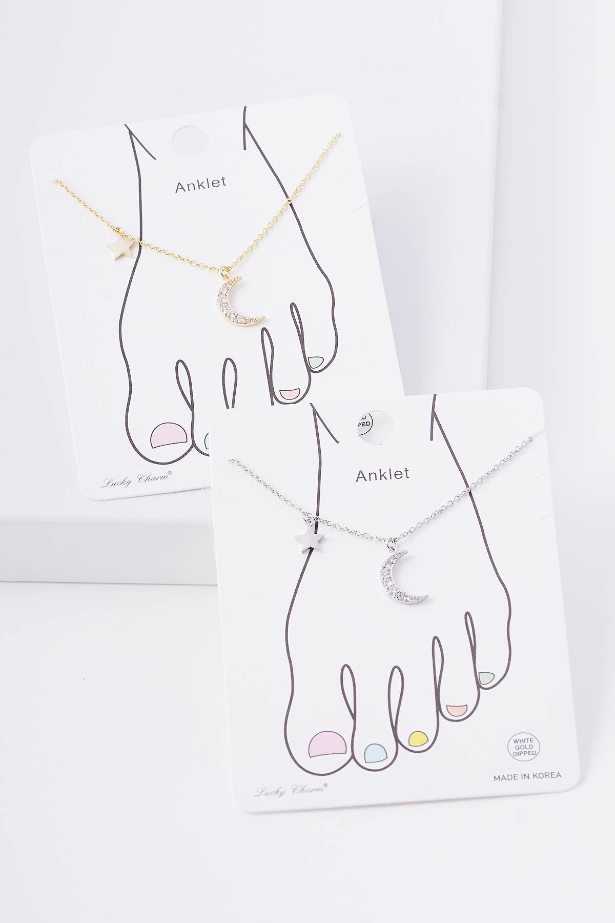 Celestial Moon & Star Dainty Charm Anklet