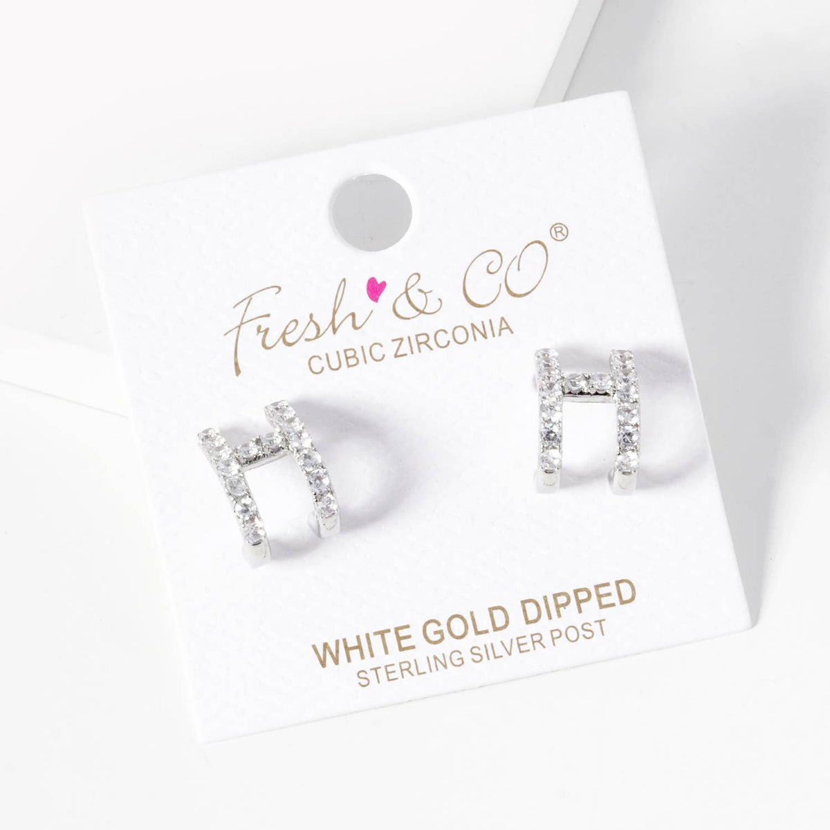 Dainty Pave Cubic Zirconia Initial "H" Huggie Hoop Earrings