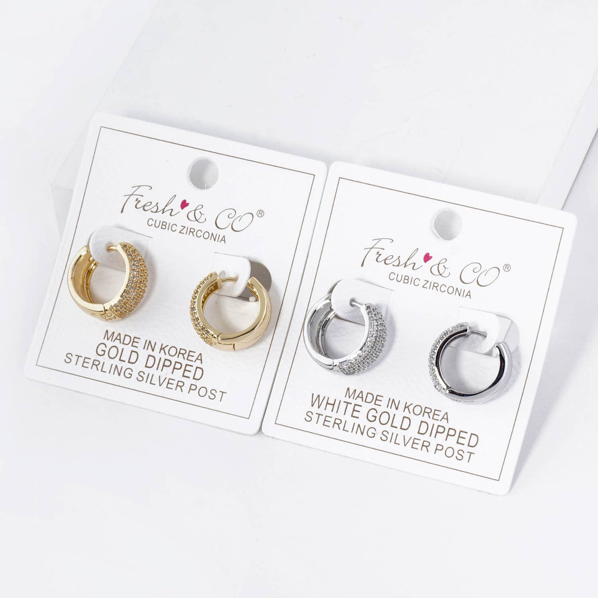 Micro Pave Set Cubic Zirconia 15mm Huggie Hoop Earrings