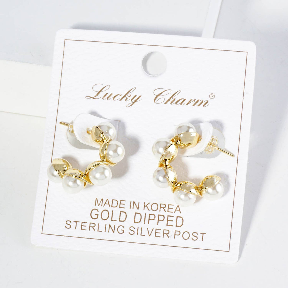 18K Gold Dipped 20mm Pearl Beaded Hoop Earrings