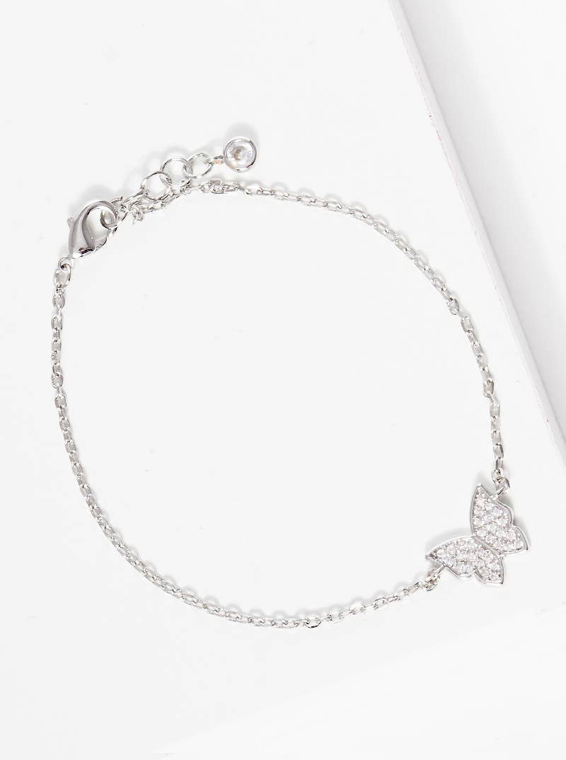 Dainty Pavé Butterfly Charm Bracelet