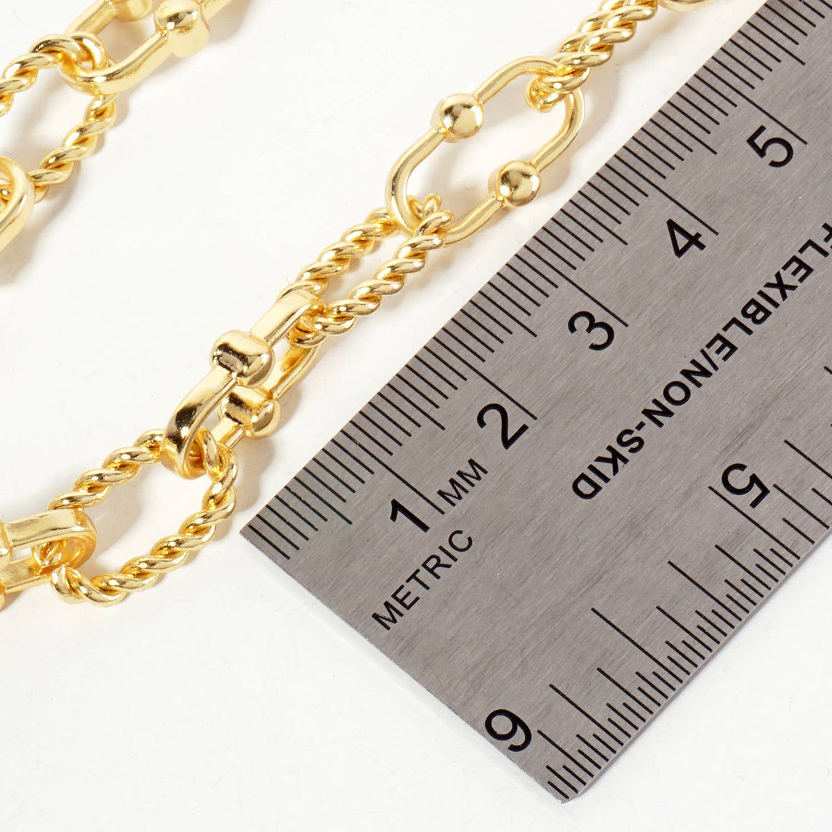 Rope-Texture Polished Brass Chain Necklace