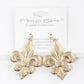Gold Plated Fleur De Lis Dangle Earrings