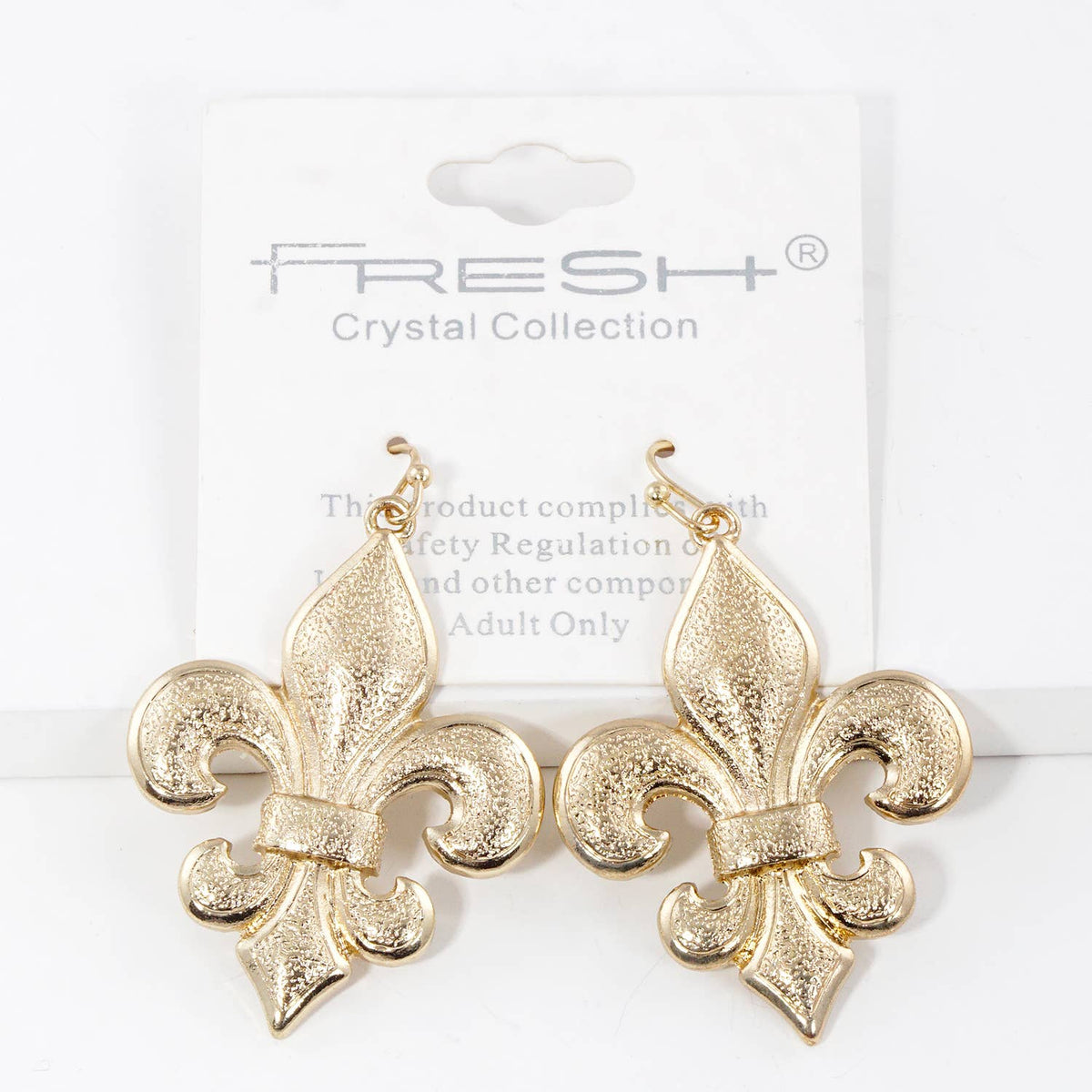 Gold Plated Fleur De Lis Dangle Earrings