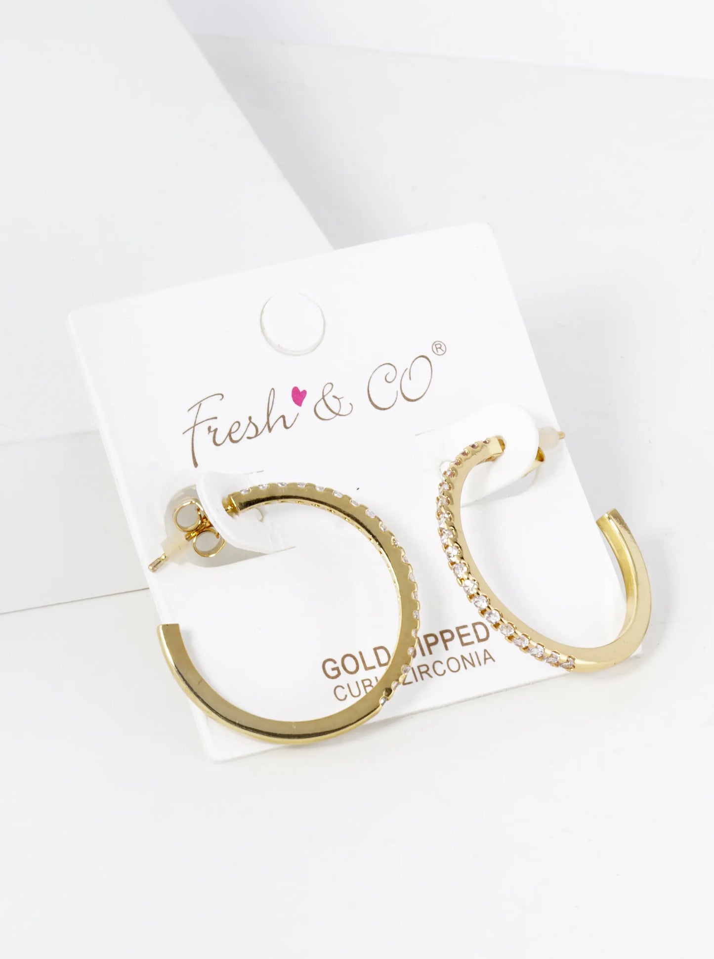 22mm 18K Gold Dipped Pave Set Cubic Zirconia Open Hoop Earrings
