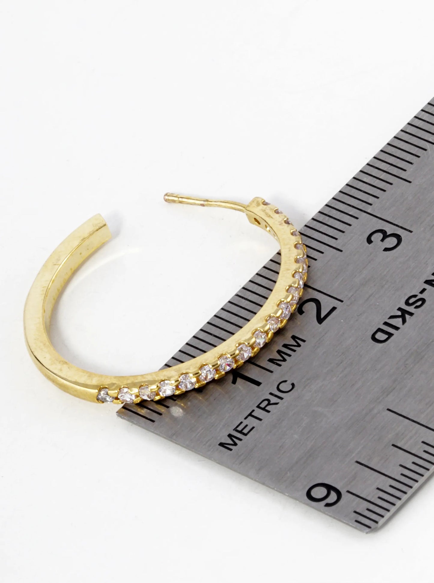 22mm 18K Gold Dipped Pave Set Cubic Zirconia Open Hoop Earrings