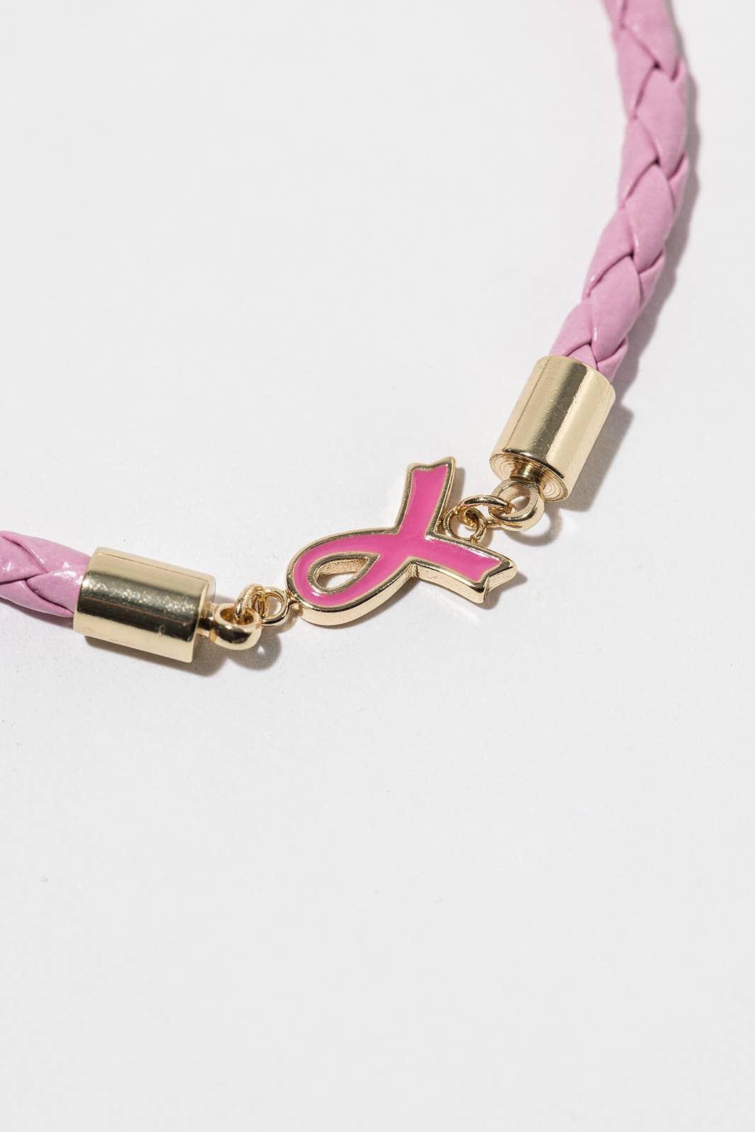 Pink Ribbon Braided Bracelet – Gold-Dipped Awareness Charm