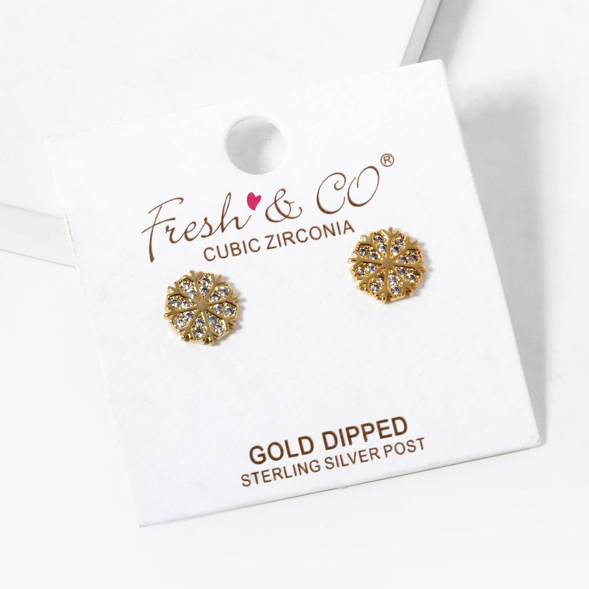 Gold Dipped Snowflake Stud Earrings