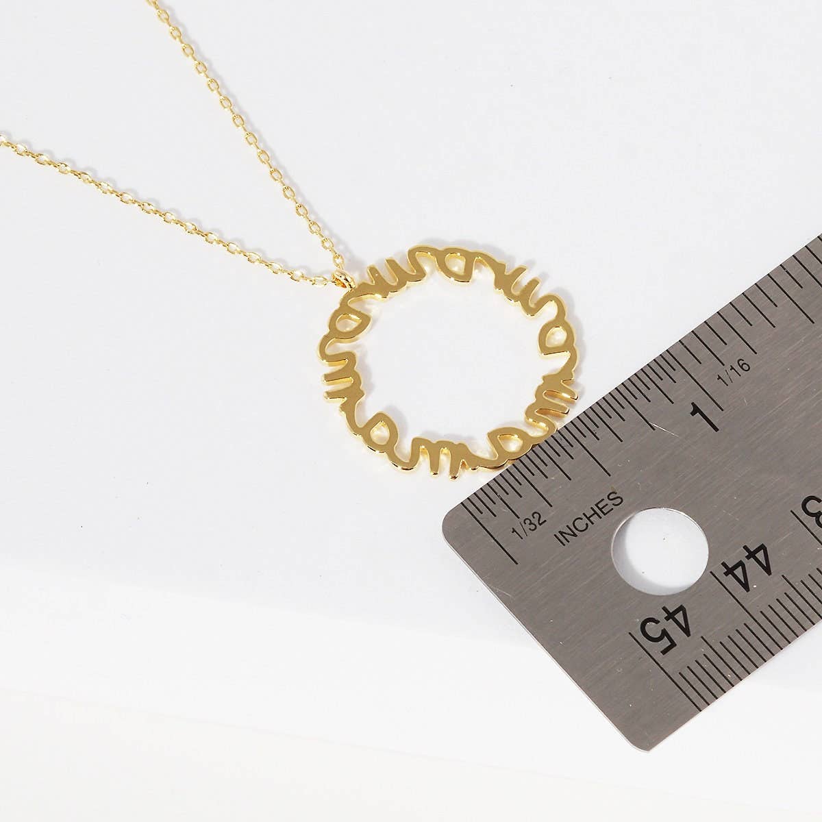 Gold Plated Round Mama Script Necklace