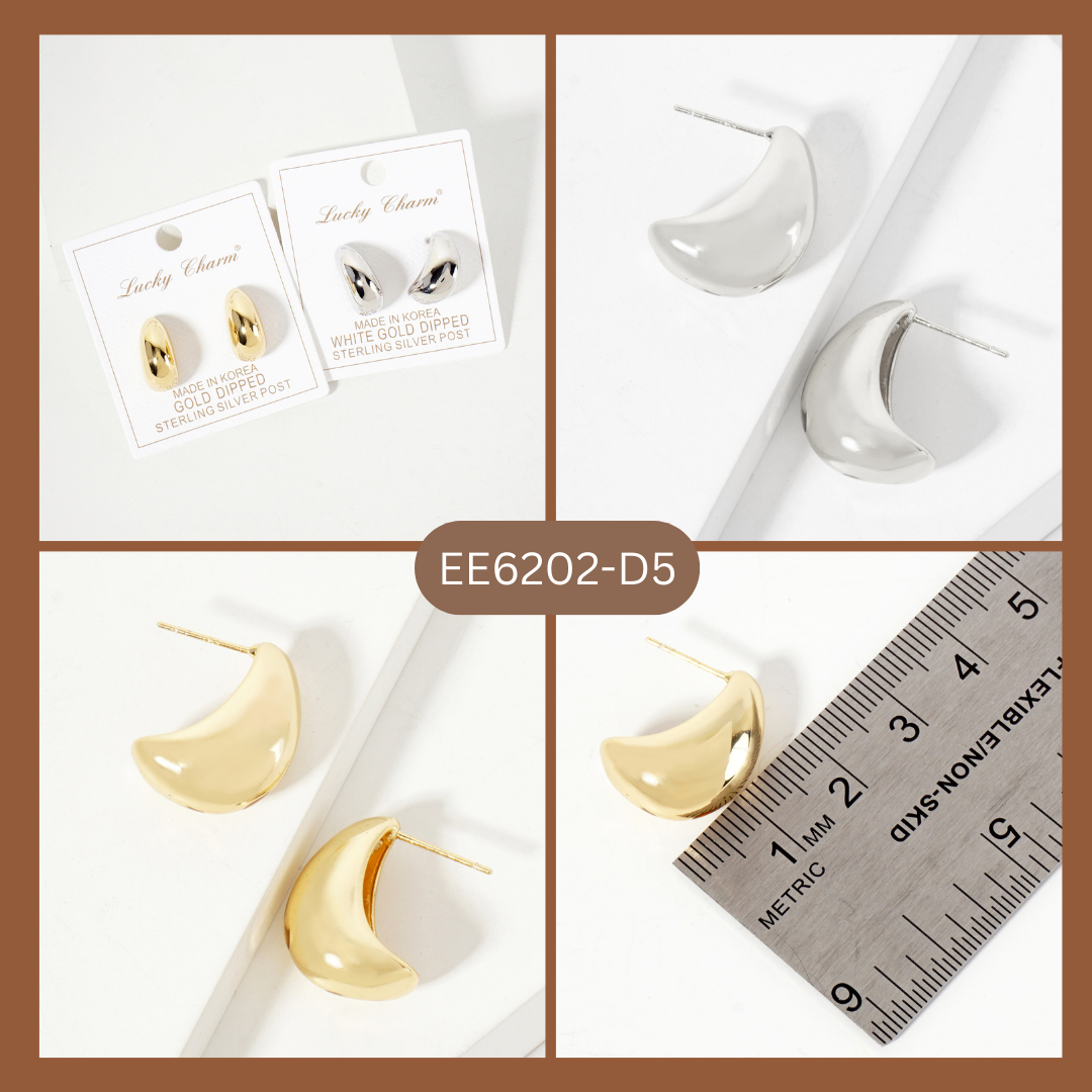 Polished Brass 20mm Puffy Hollow Teardrop Hoop Earrings