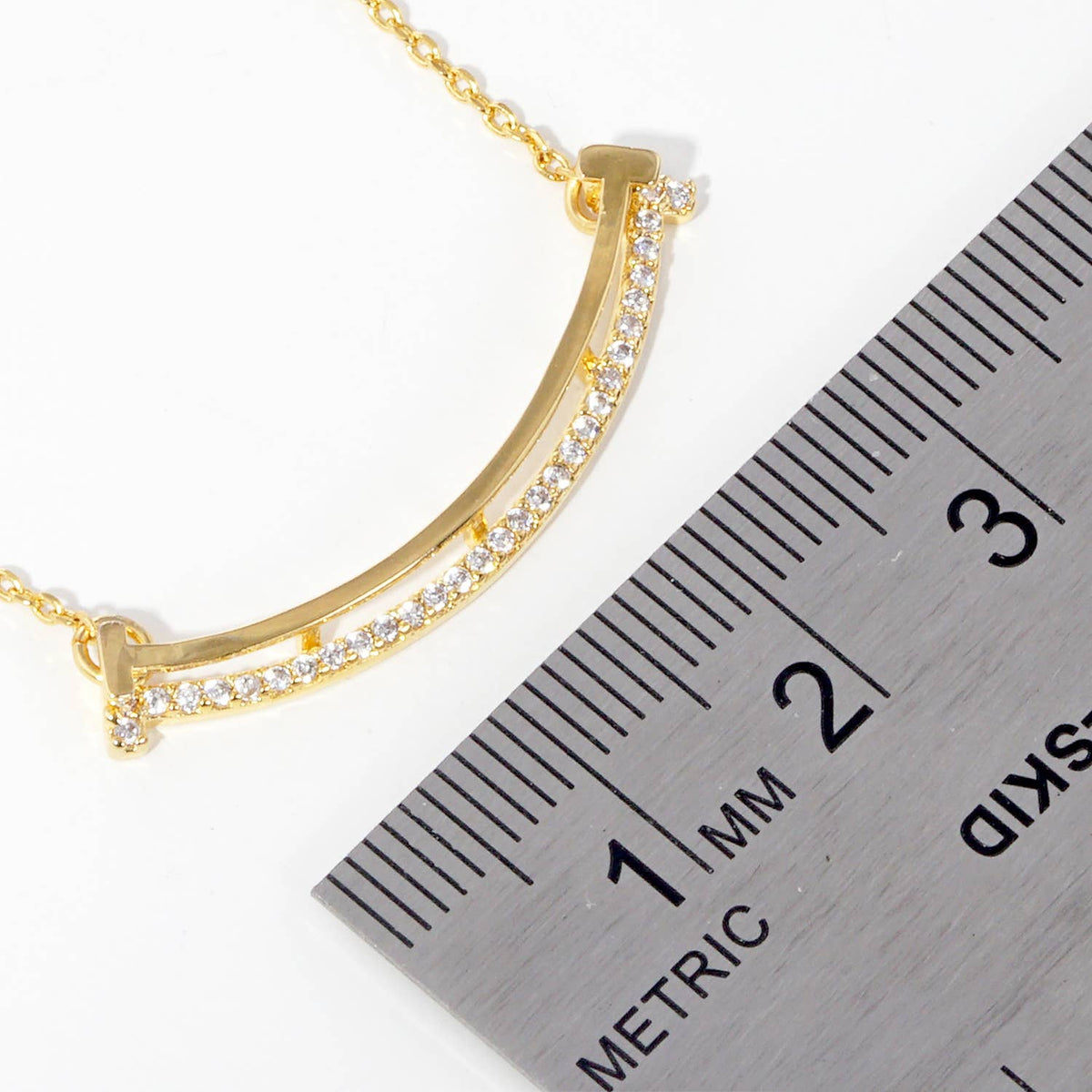 Gold Plated Curved Bar Necklace