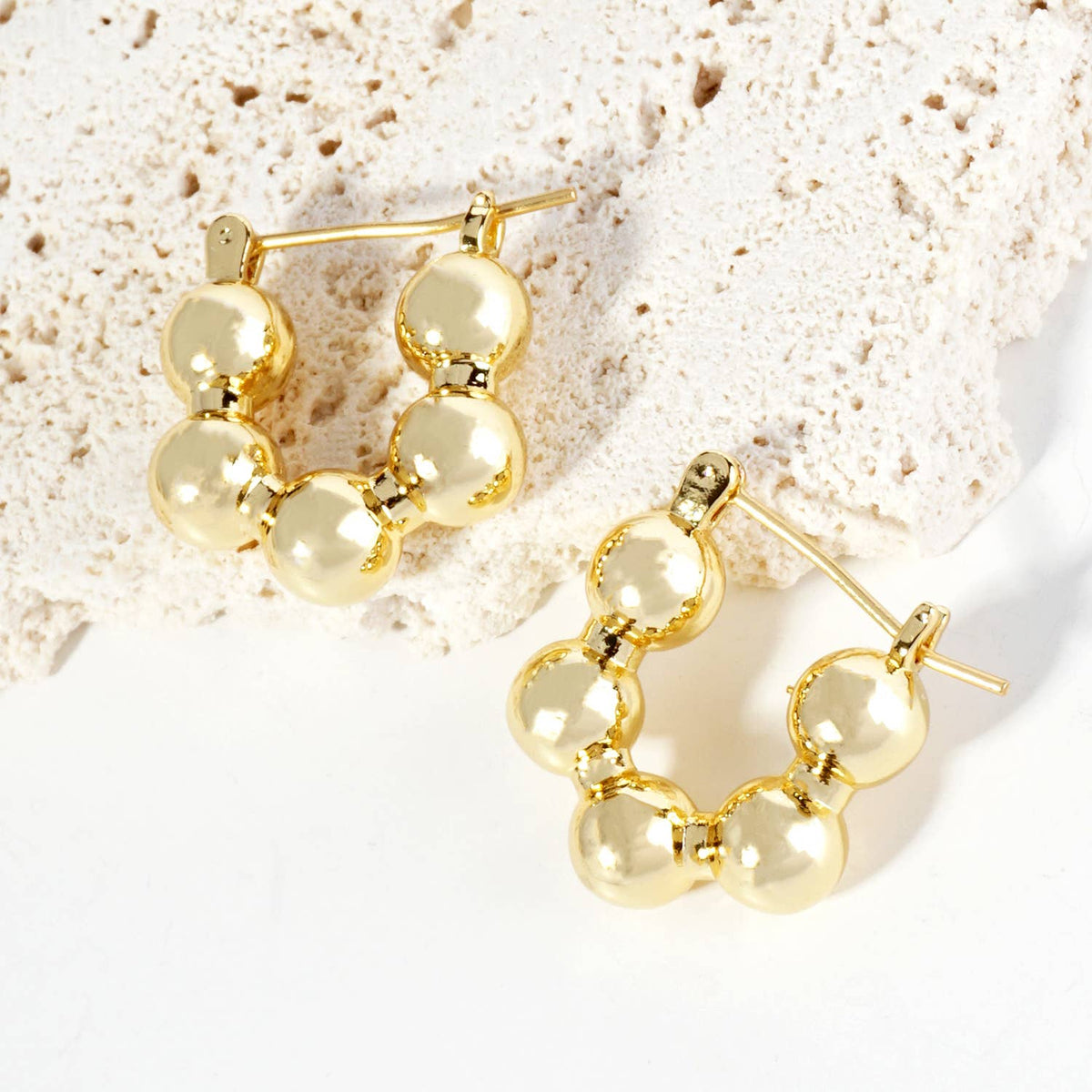 18K Gold Dipped 18mm Brass Ball Hoop Earrings