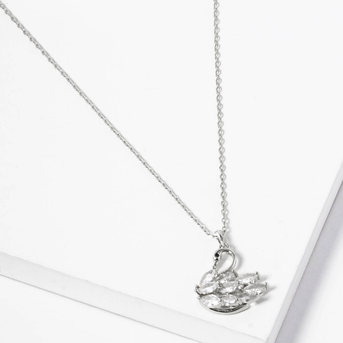 Elegant Crystal Swan Pendant Necklace