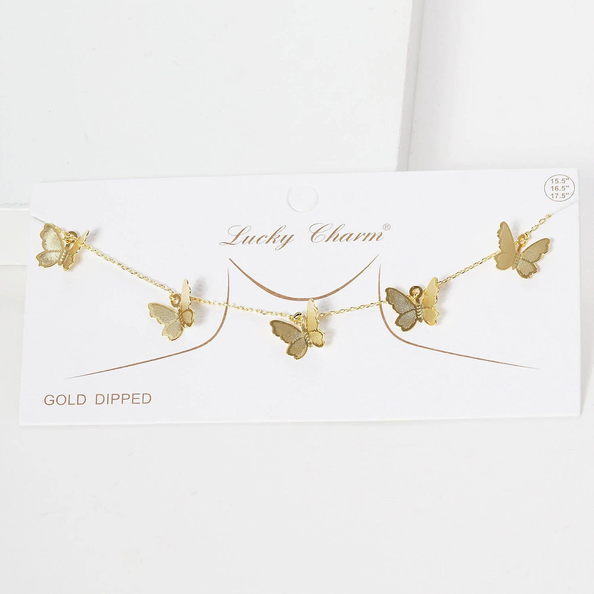 Gold Multi Butterfly Charm Necklace