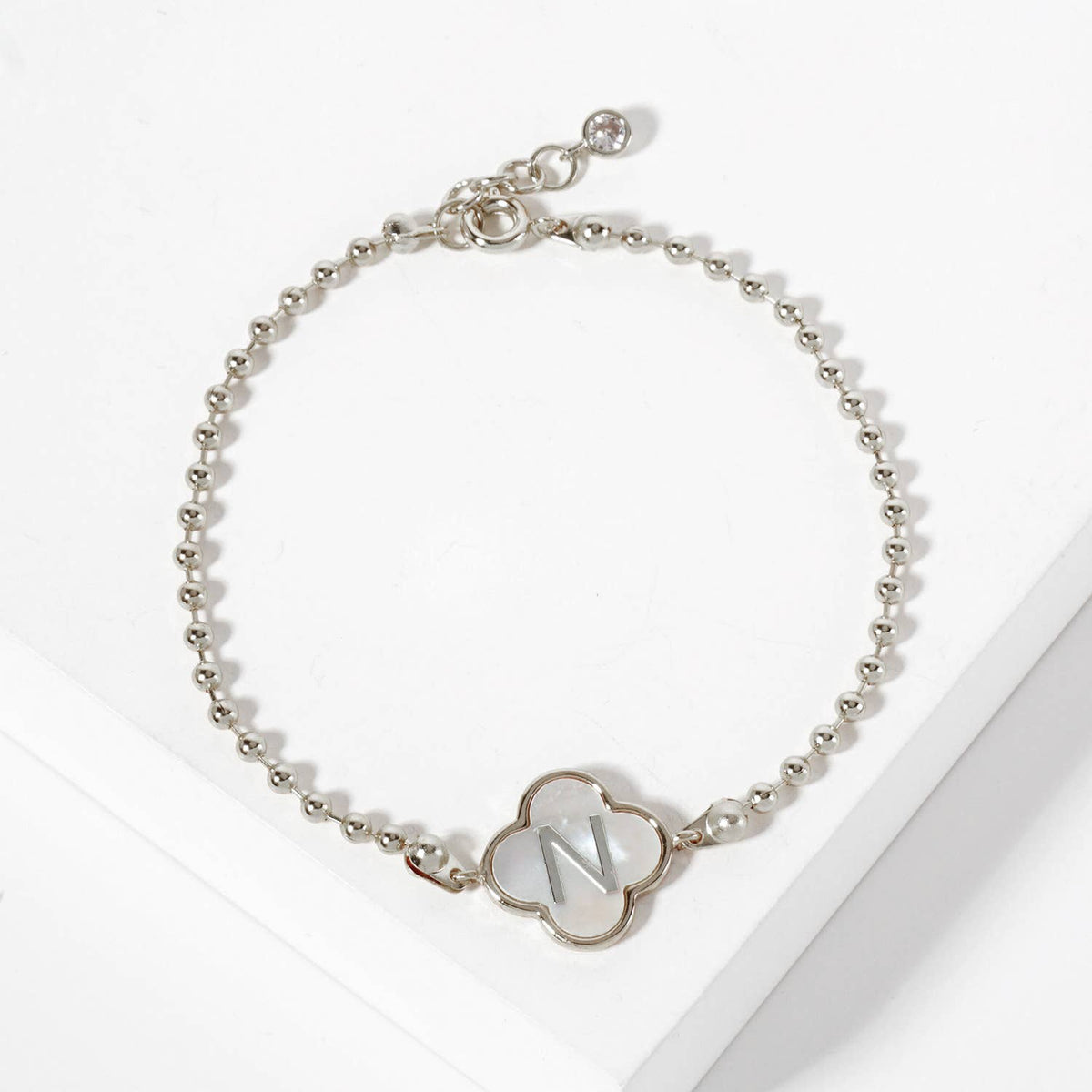 Dainty Gold Dipped Initial Clover Bracelet