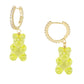 Color Gummy Bear Huggie Earrings with Cubic Zirconia.