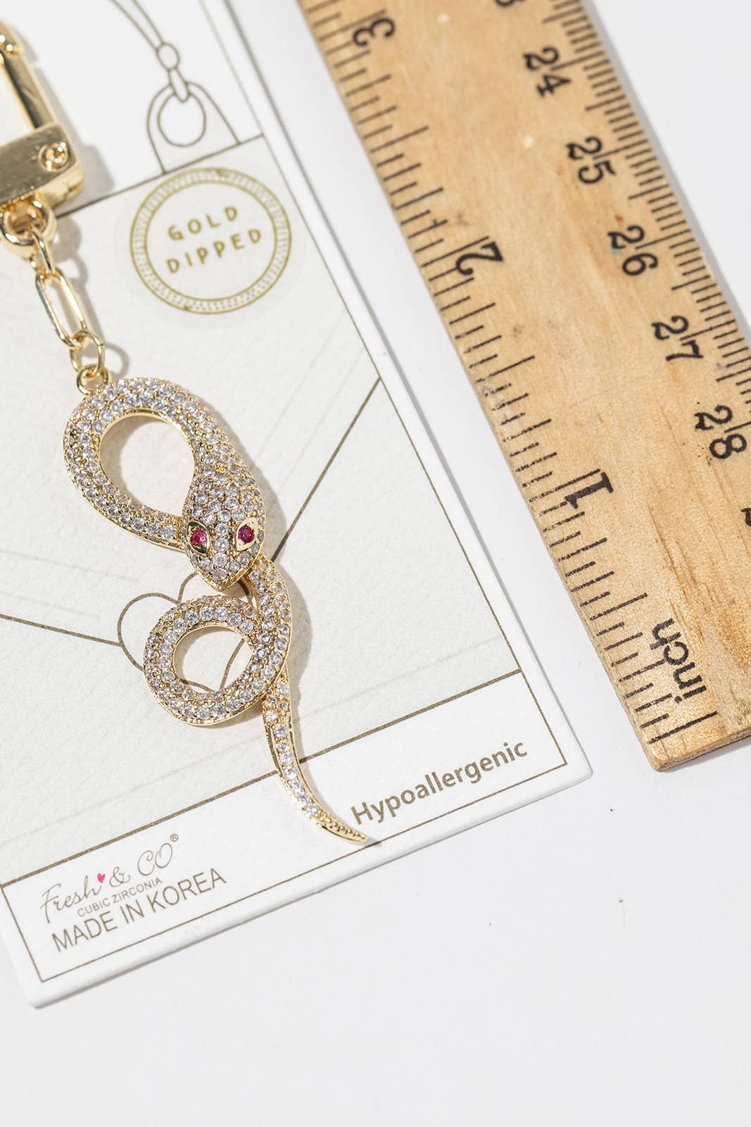 Crystal Embellished Coiled Snake Bag Charm