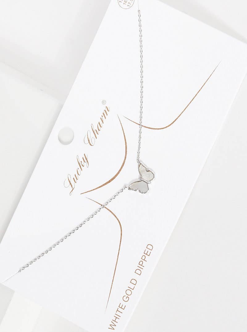 White Shelled Dainty Butterfly Necklace