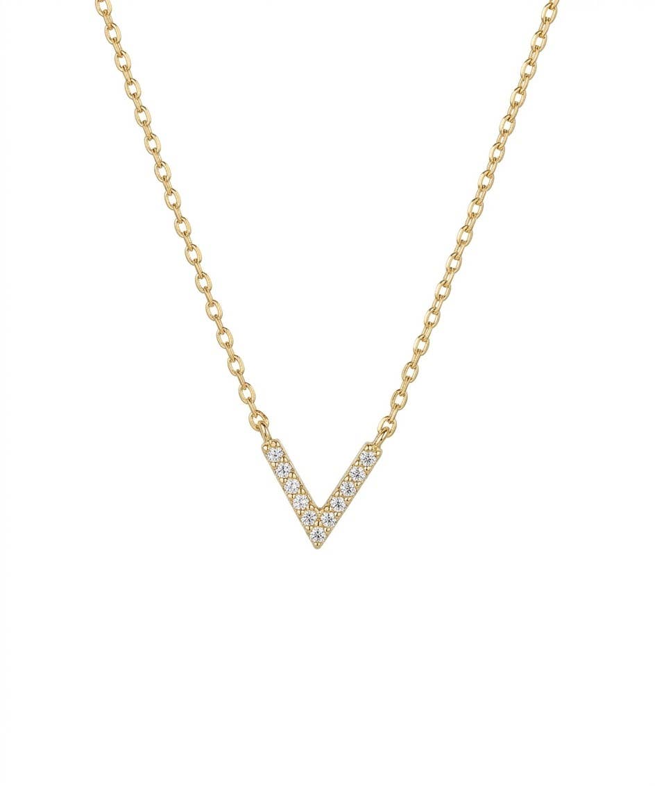 Pave Diamond Chevron V-Necklace