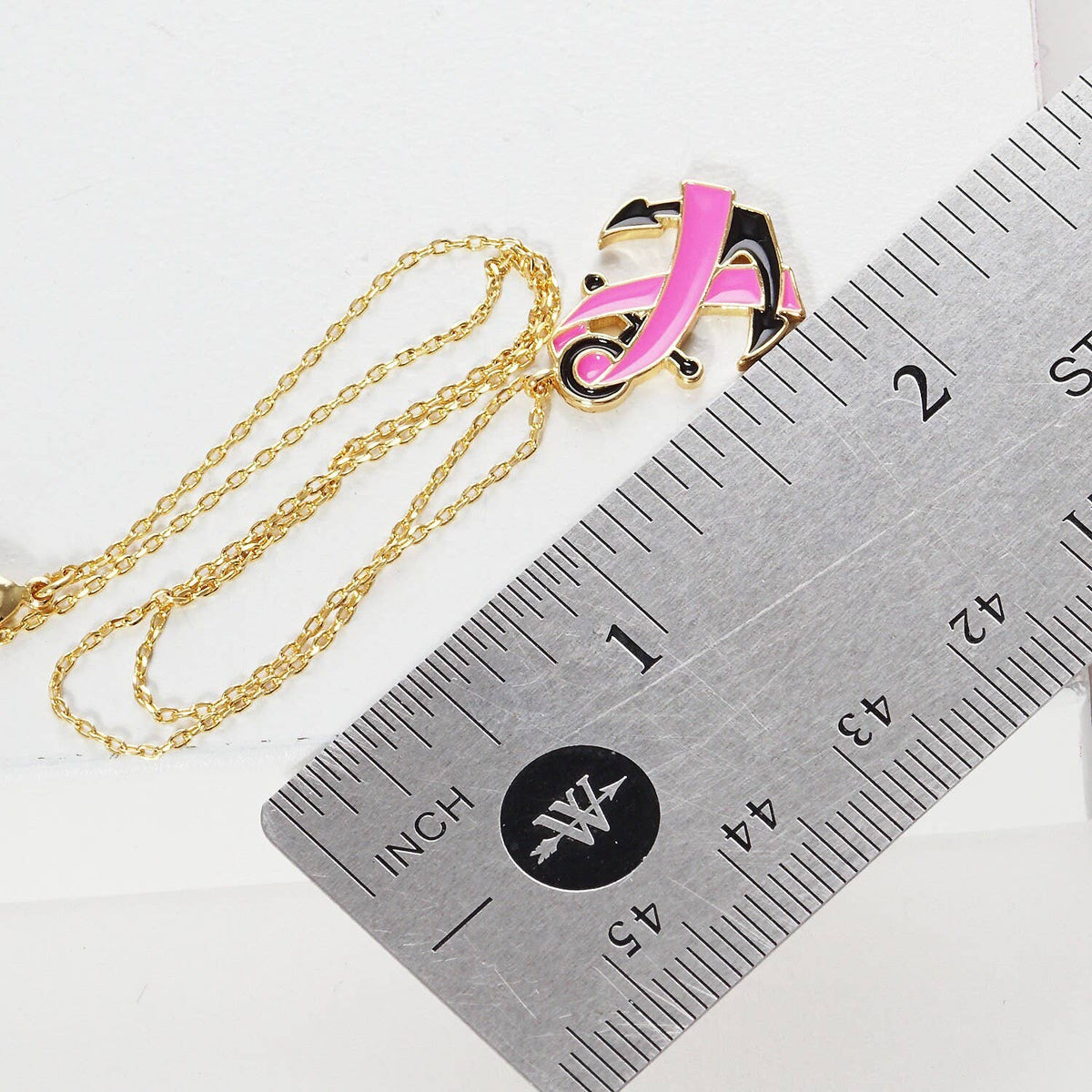 Breast Cancer Awareness Anchor Ribbon Necklace