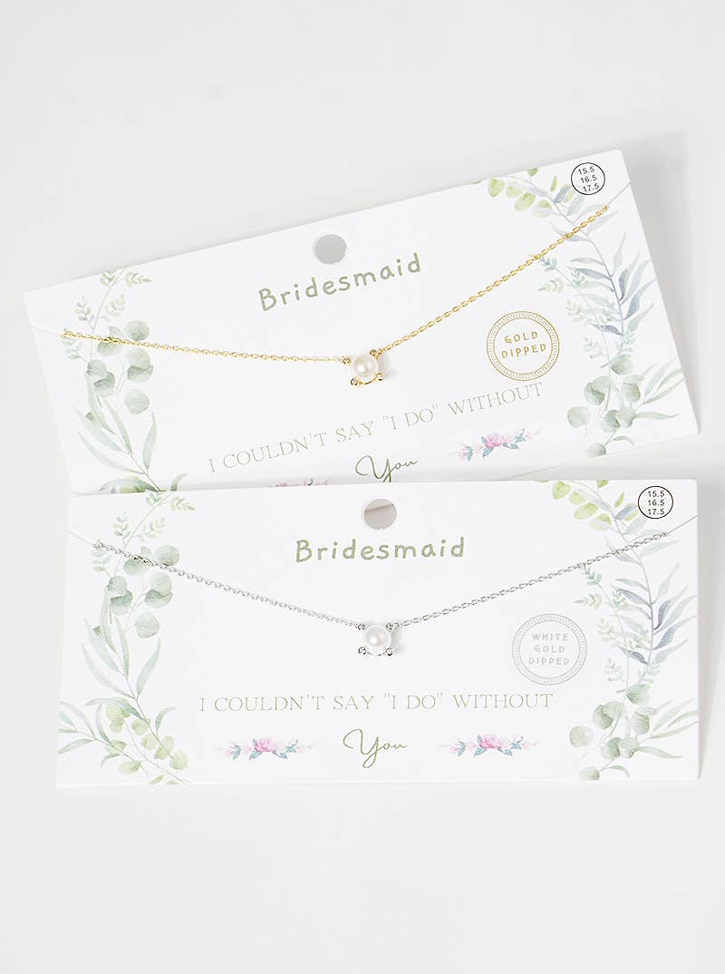 Bridesmaid Pearl and Crystal Pendant Necklace
