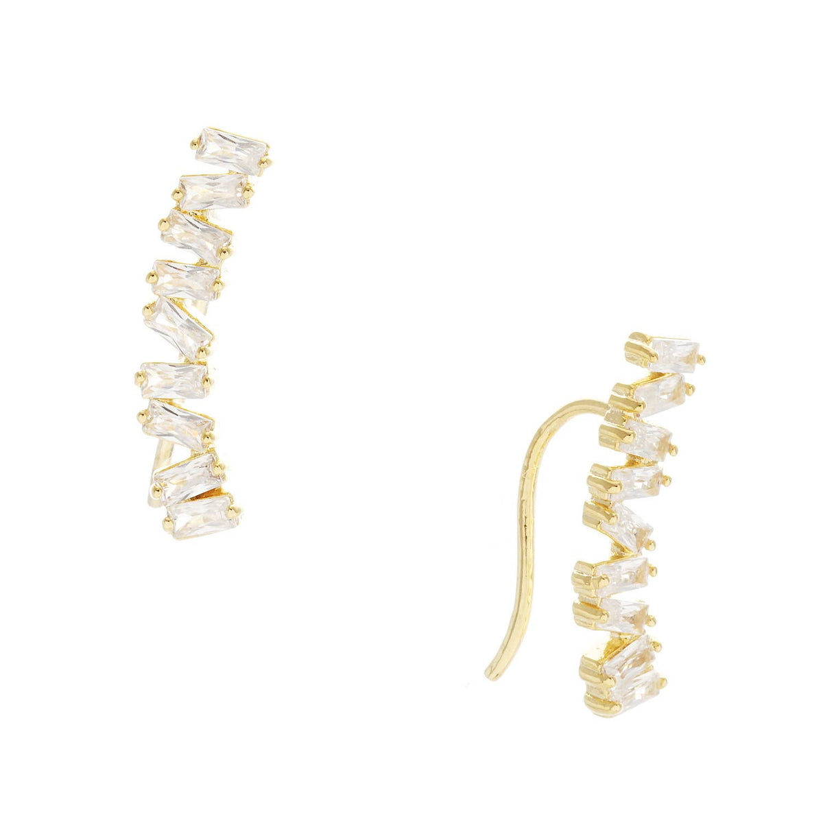 Gold Plated Zig Zag Ear Climber Earrings