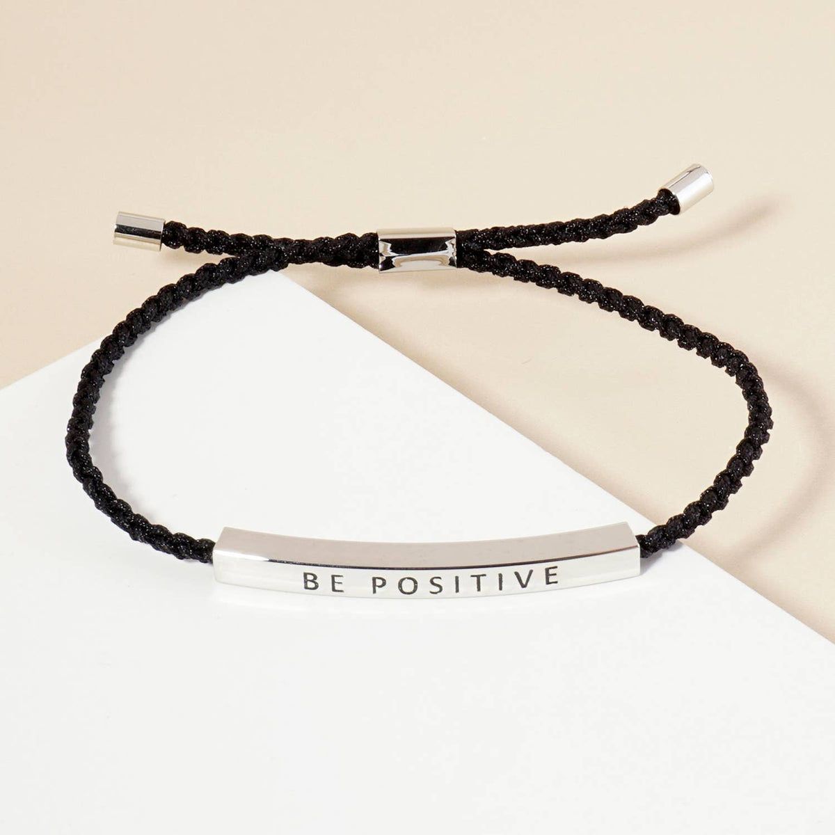 Inspirational Messages "Be Positive" Tube Bar Bracelet