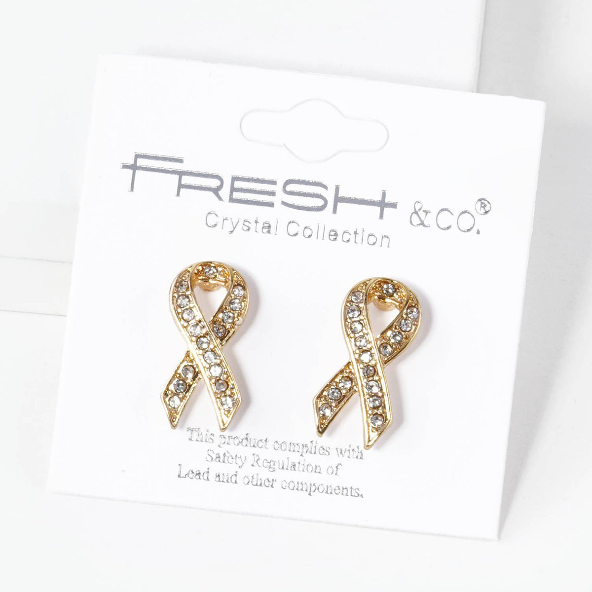 Sparkling Crystal Paved Awareness Ribbon Stud Earrings
