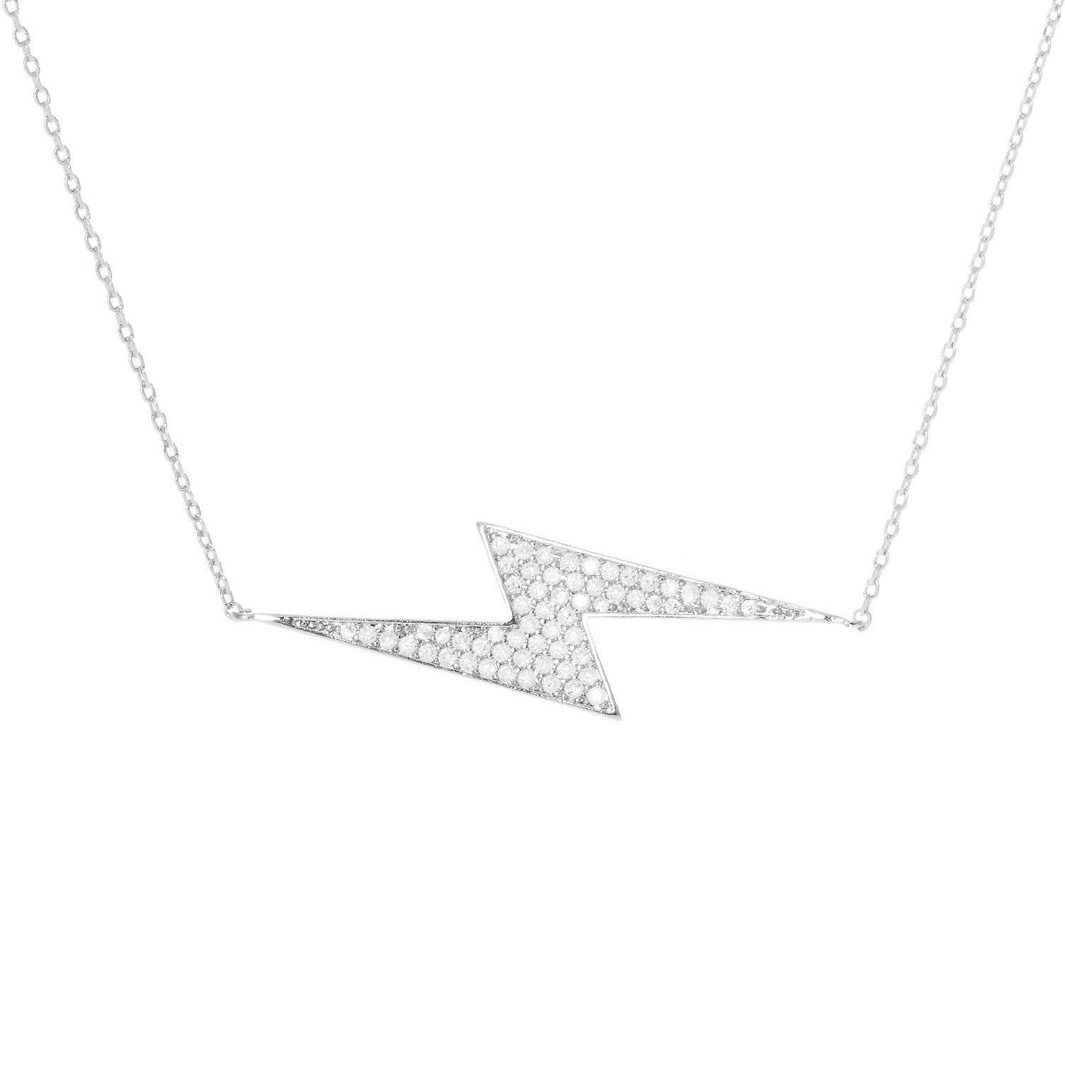 Gold Plated Sideway Lightning Bolt Necklace