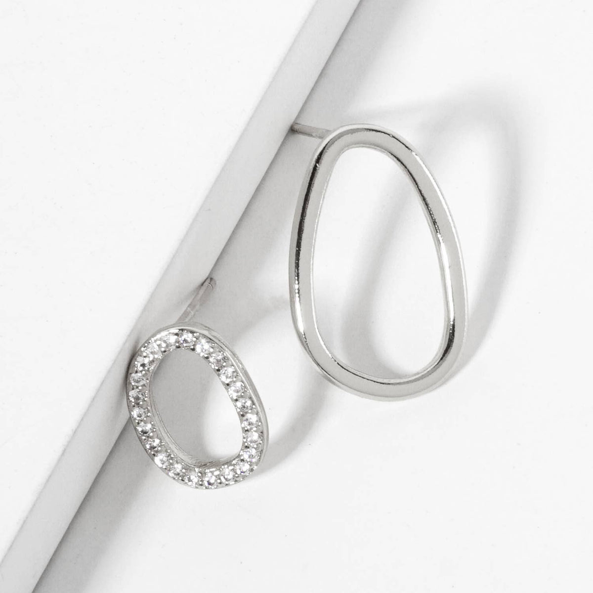 Minimalist Asymmetrical Organic Oval Stud Earrings