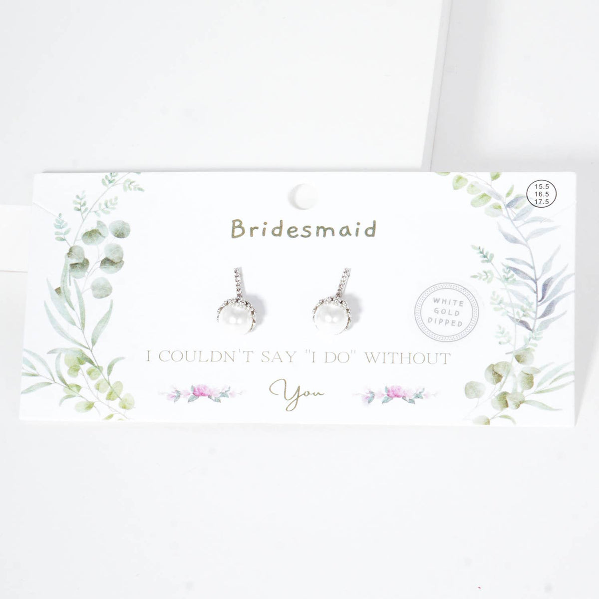 Elegant Pearl & Pavé Bar Bridesmaid Stud Earrings