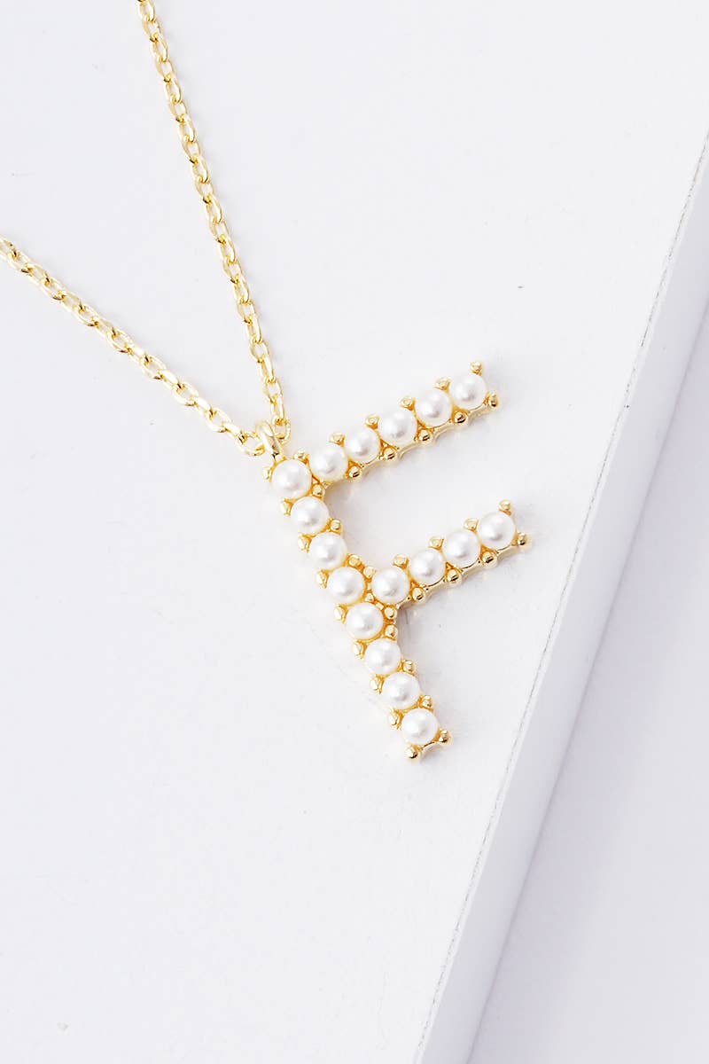 Gold Plated Pearl Initial Necklace