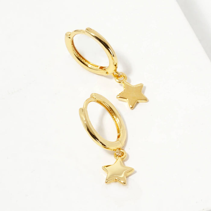 Dainty Star Charm Huggie Hoops