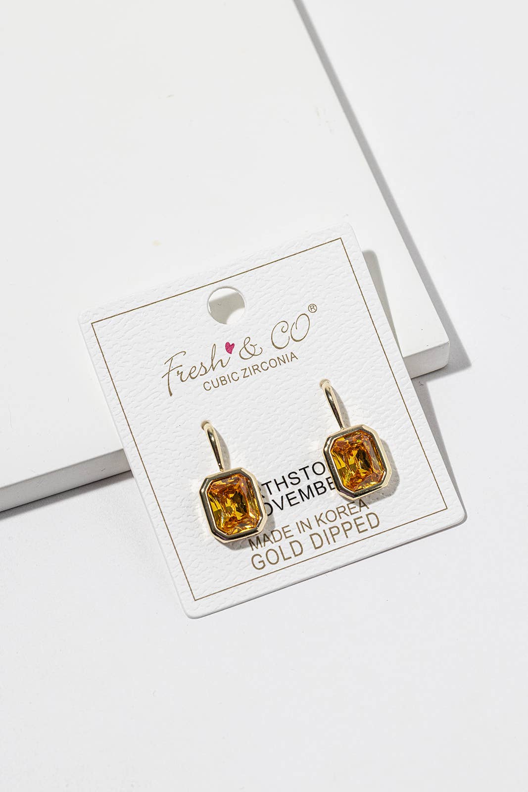 Birthstone Dangle Earrings – Gold-Dipped Octagon Cubic